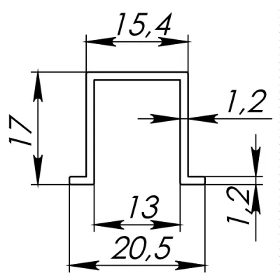 Нижняя направляющая Comfort R 60/80/1500 bottom track (1,5 м)