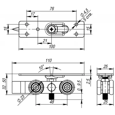 Комплект роликов для раздвижных дверей DIY Comfort 80/4 kit (877+882)