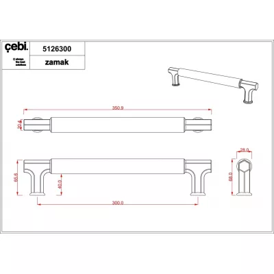 Дверная ручка скоба CEBI A5126 300 мм MP02 (хром) серия IRIS