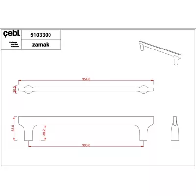 Дверная ручка скоба CEBI A5103 300 мм MP24 (черный) серия MIRA