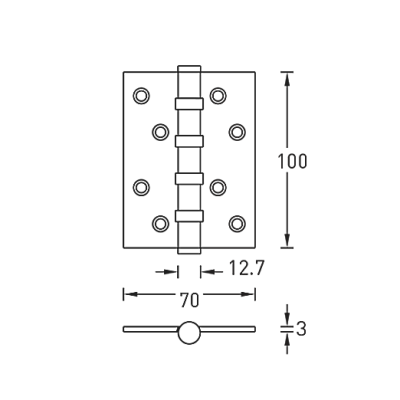 Петли латунные универсальные ARCHIE A010-C 100X70X3-4BB-1HH белый никель