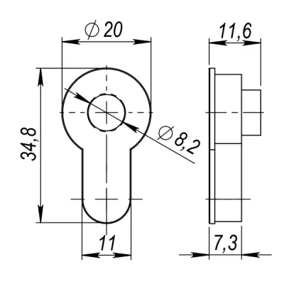 Вставка под шток ET.TANG.UNI (CYLINDER) СP-8 хром