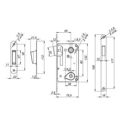 Защелка врезная MAGN5300-M-WС (5300-M-WC) BL черный