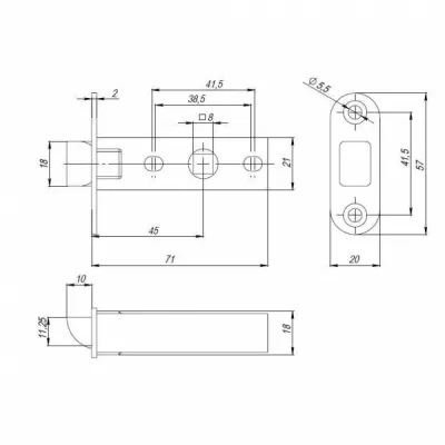 Защелка PLASTPL45-R20 (PL45-R20) (врезная) SN мат. никель упаковка